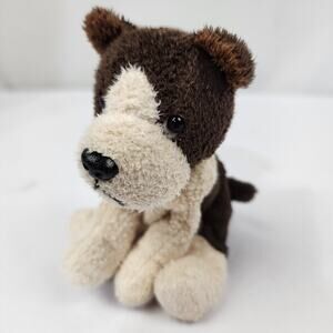 Russ Luv Pets "Yapper" Brown Cream Puppy Dog Stuffed Beanbag Chamois Plush 5”